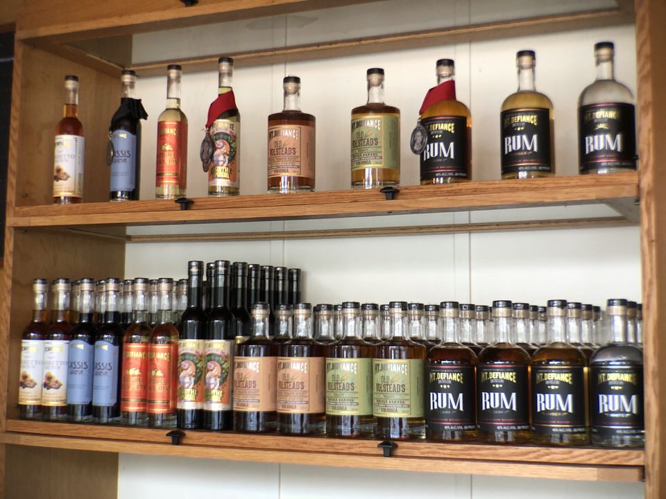 Shelf of distilled spirits